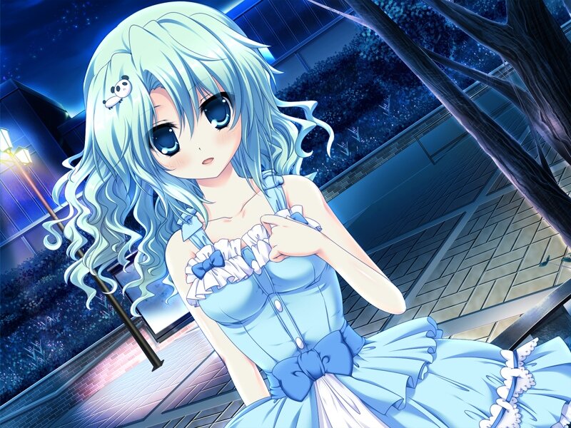 Anime Girl in Blue Dress — Calm, Night