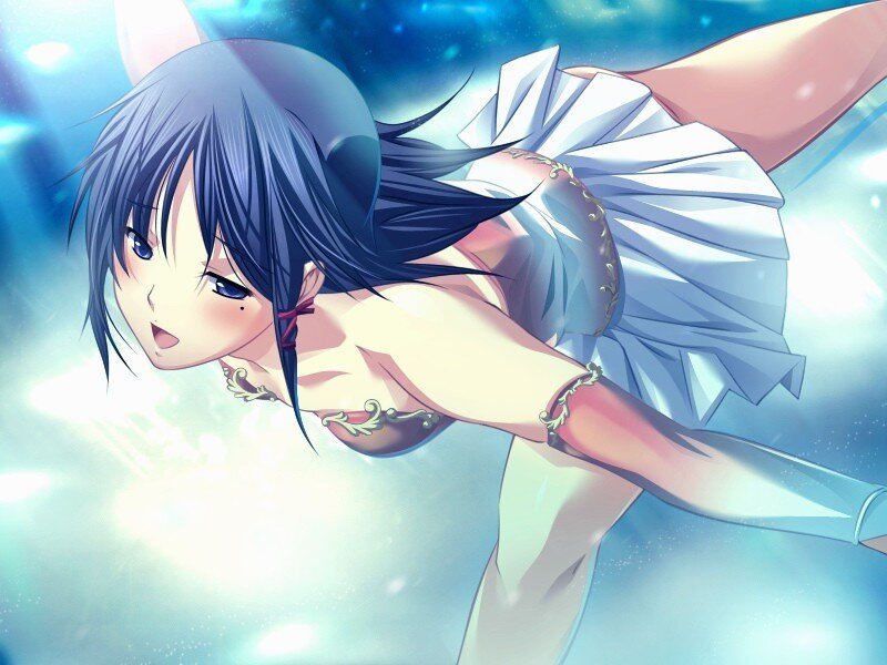 Anime Girl in Blue Dress — Dramatic, Blue Hair