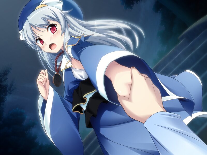 Anime Girl in Blue Dress — Dramatic, Night, Silver Hair