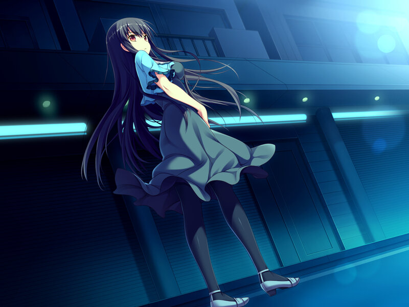 Anime Girl in Blue Dress — Dramatic, Night