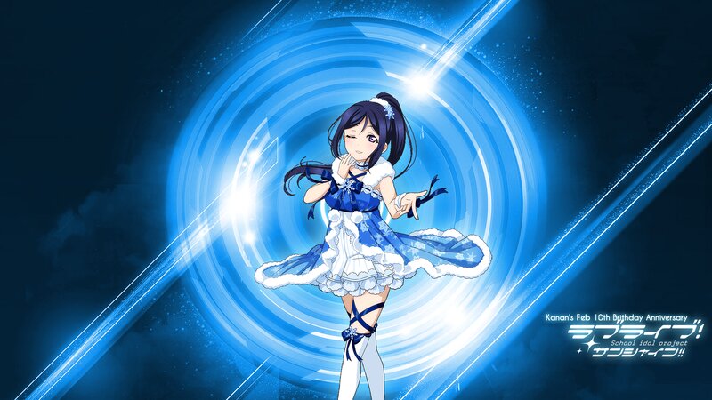 Anime Girl in Blue Dress — Dramatic, Sparkles