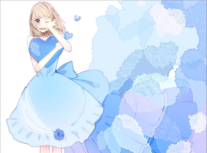 Anime Girl in Blue Dress — Dreamy, Heart
