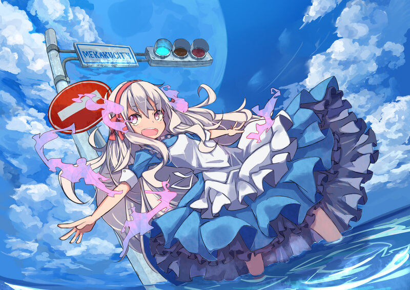 Anime Girl in Blue Dress — Dynamic, Afternoon