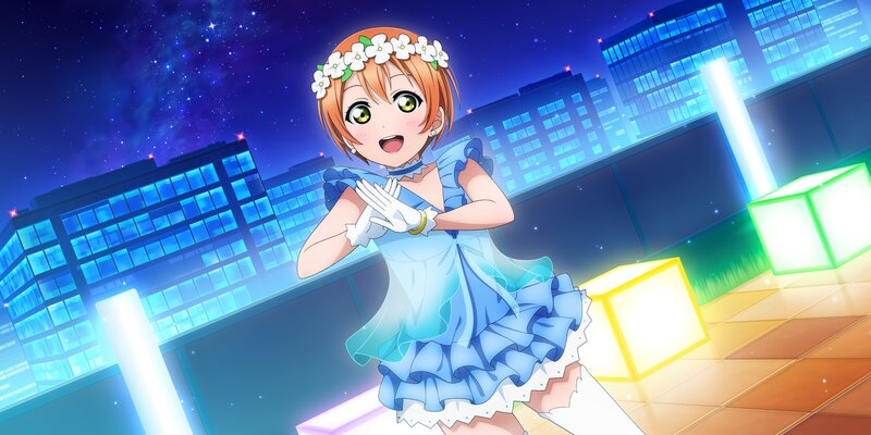 Anime Girl in Blue Dress — Joyful, Night