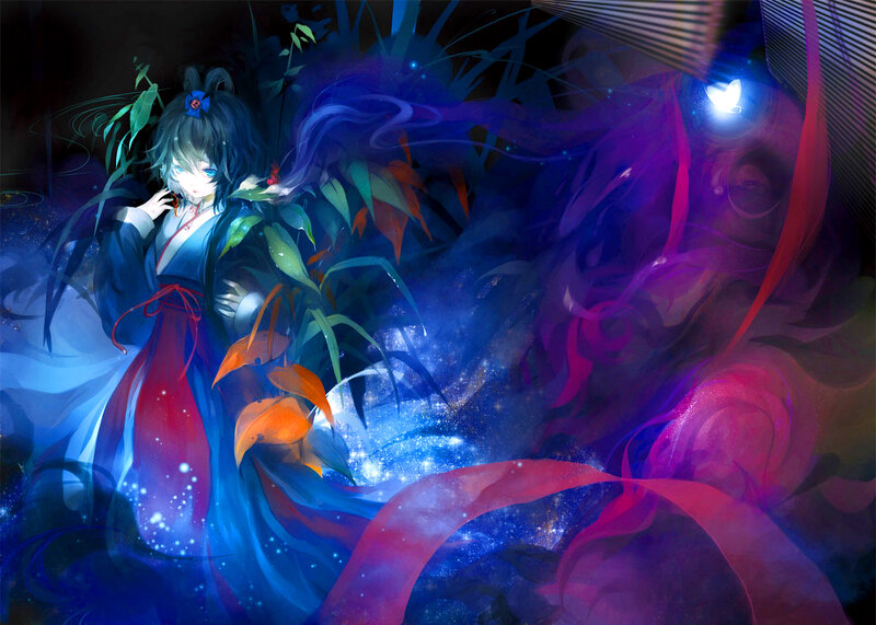 Anime Girl in Blue Dress — Mystical, Night