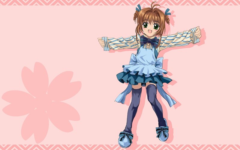 Anime Girl in Blue Dress — Pink, Happy