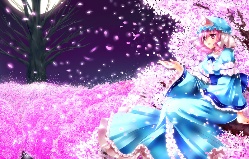 Anime Girl in Blue Dress — Pink, Serene