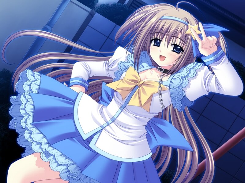 Anime Girl in Blue Dress — Playful, Night