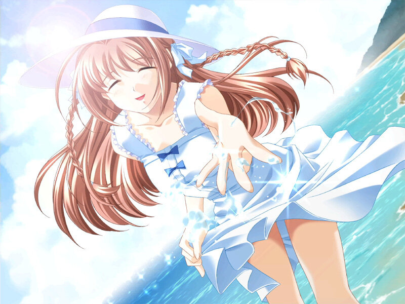 Anime Girl in Blue Dress — Serene, Afternoon