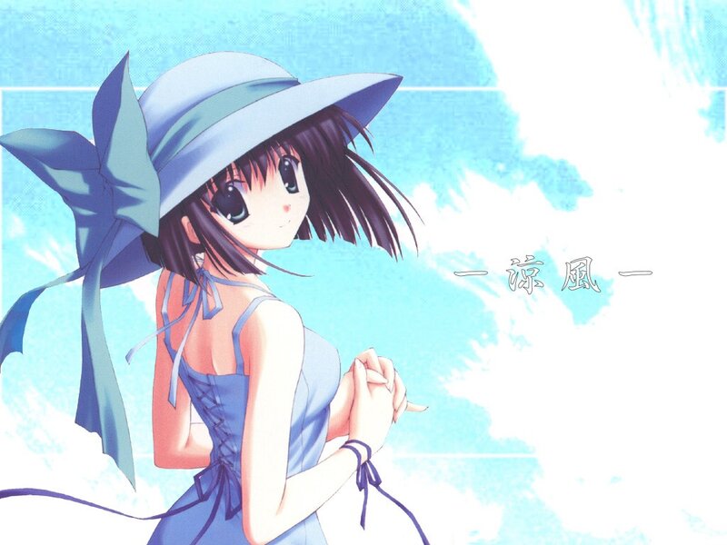 Anime Girl in Blue Dress — Serene, Summer