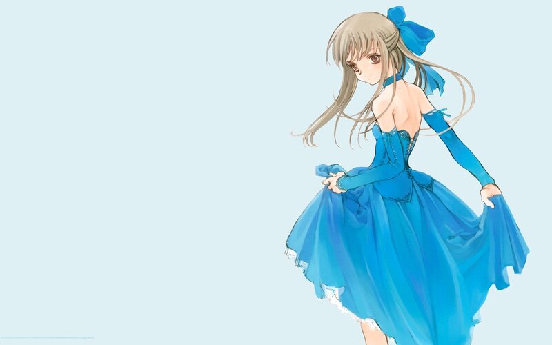 anime girl in blue dress