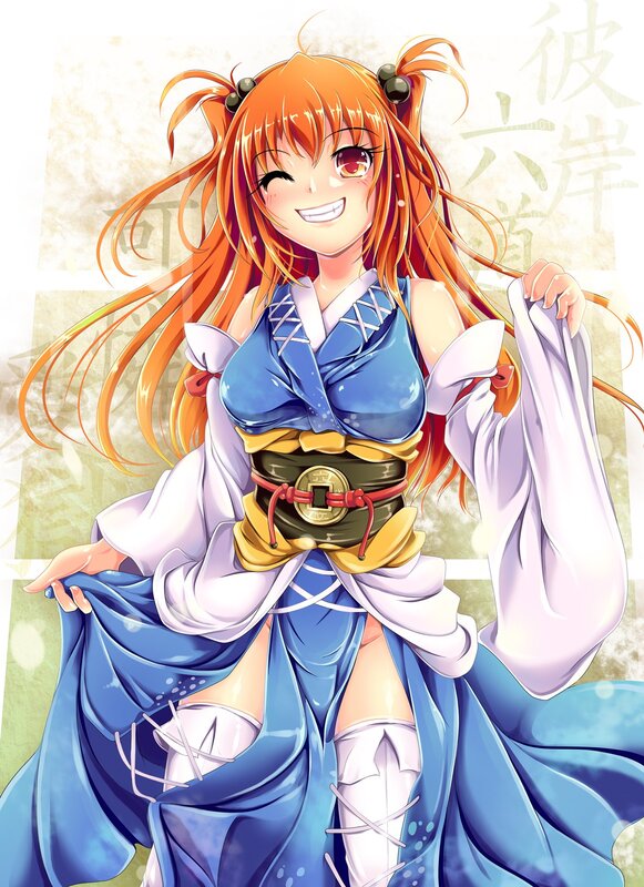 anime girl in blue kimono