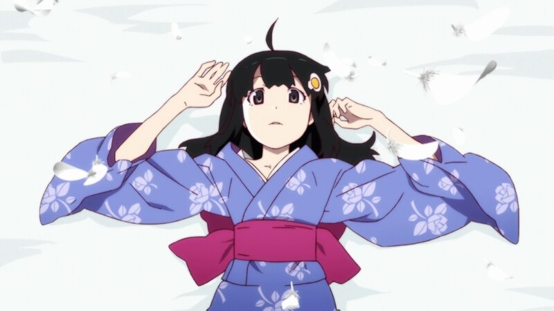 anime girl in blue kimono