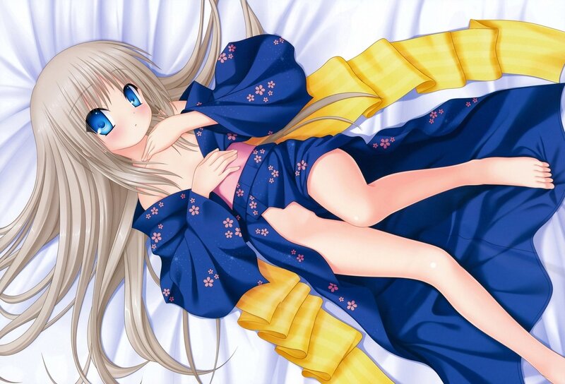 anime girl in blue kimono