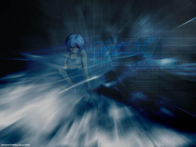 anime girl in blue light