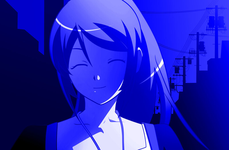 anime girl in blue night