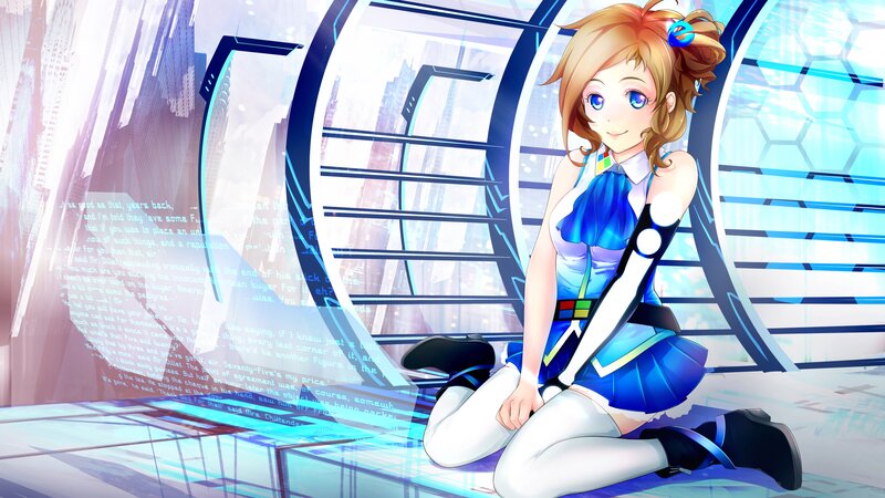 Anime Girl in Blue Outfit — Calm, Digital Art