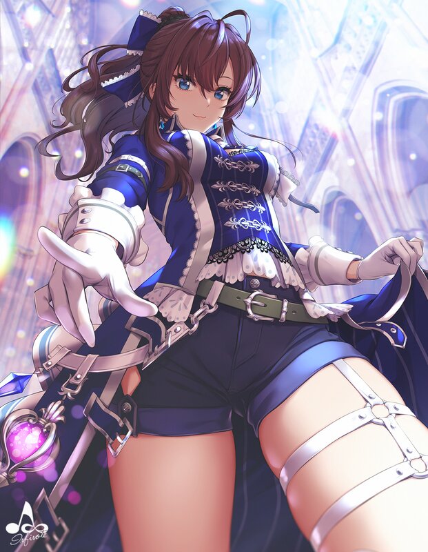 Anime Girl in Blue Outfit — Dramatic, Digital Art