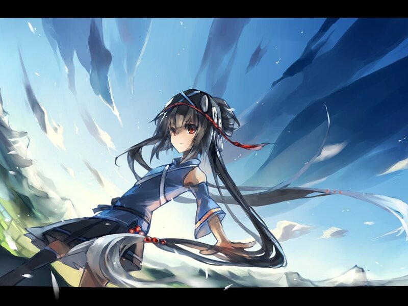 Anime Girl in Blue Outfit — Dynamic