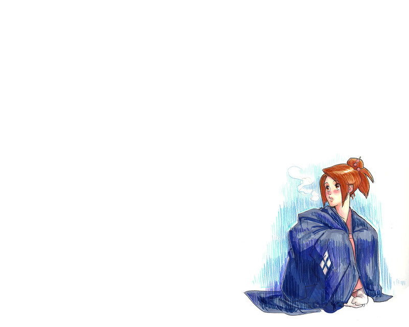 anime girl in blue robe