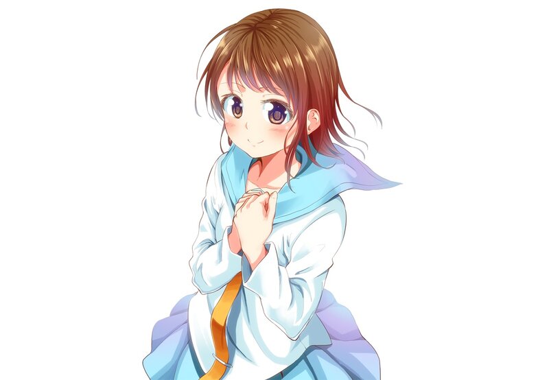 Anime Girl in Blue Robe — White