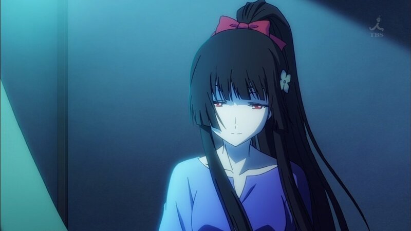 anime girl in blue room