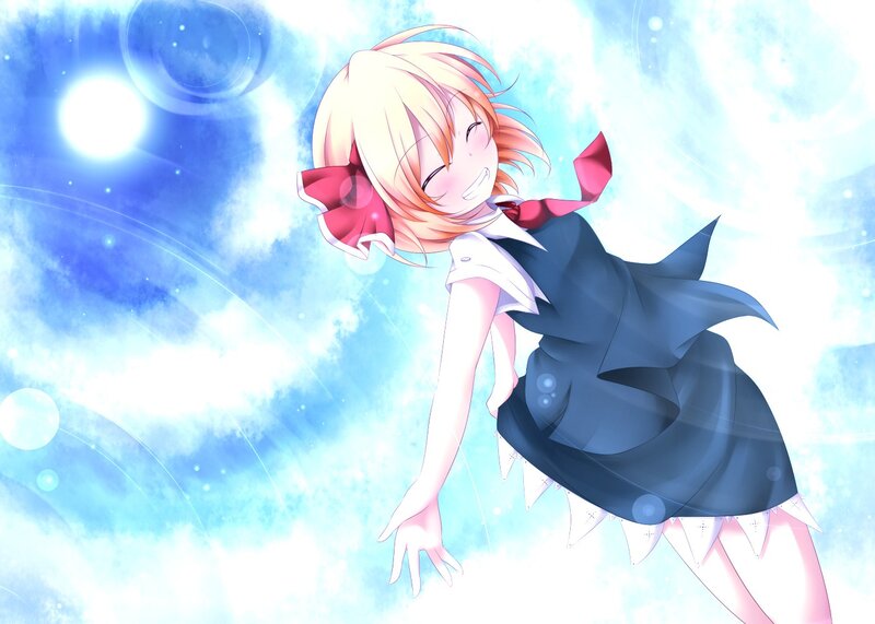 anime girl in blue sky
