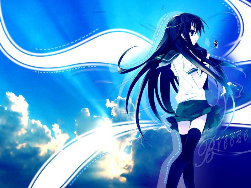 Anime girl in blue sky
