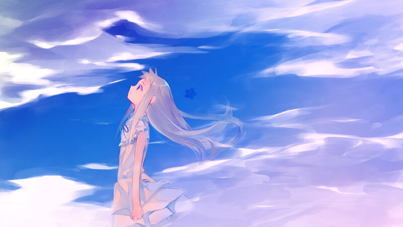 anime girl in blue sky