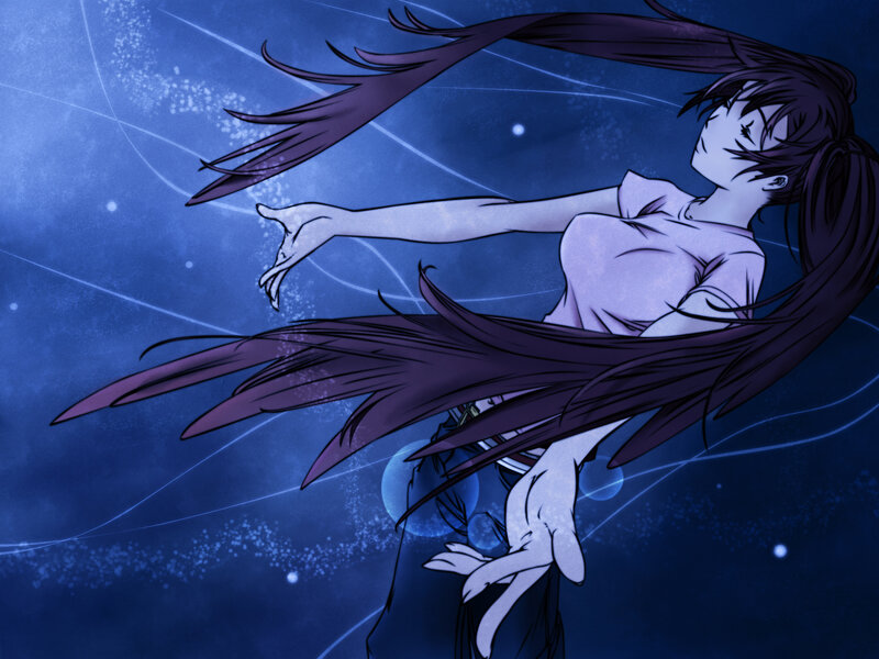 anime girl in blue space