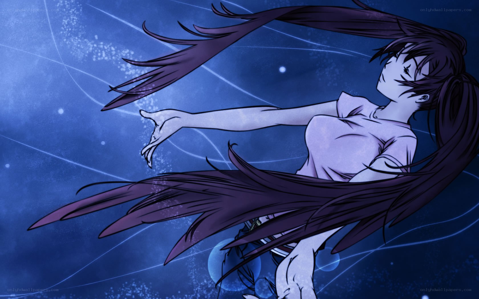 anime girl in blue space