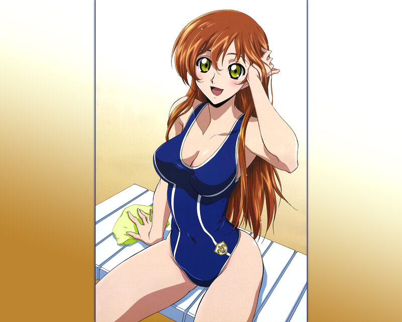 anime girl in blue swimsuit