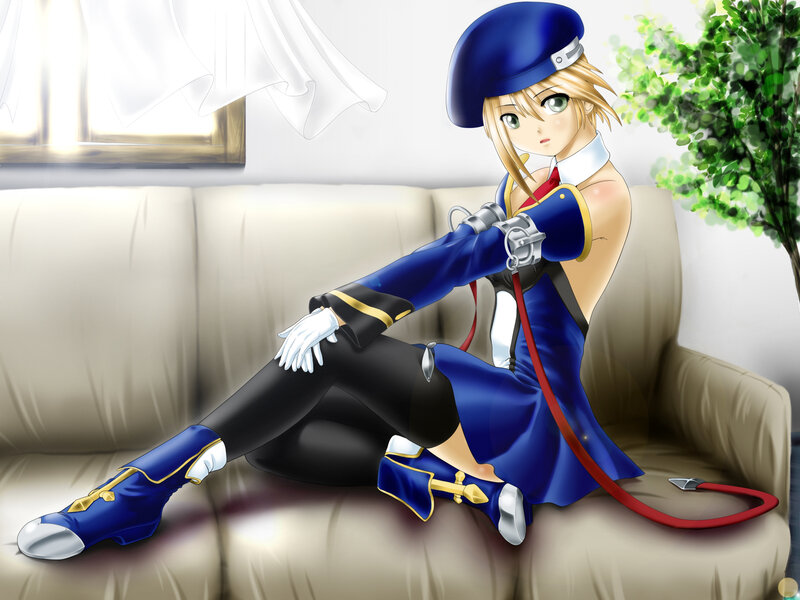 anime girl in blue uniform
