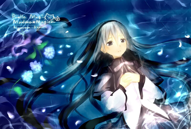 Anime girl in blue water