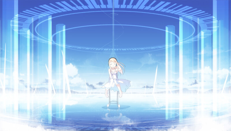 anime girl in blue world
