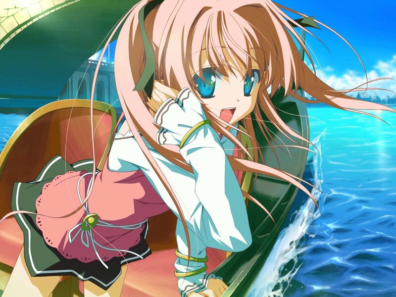 Anime Girl in Boat — Blue