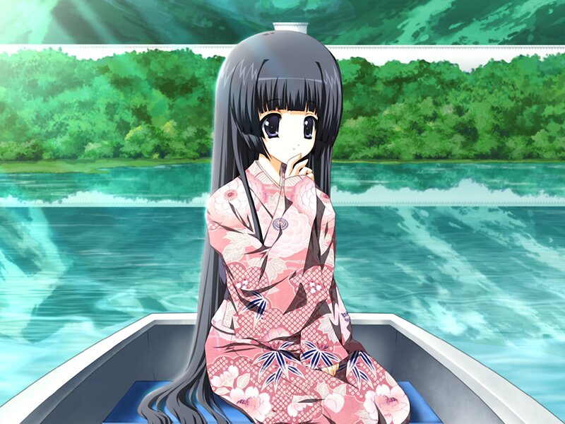 Anime Girl in Boat — Green