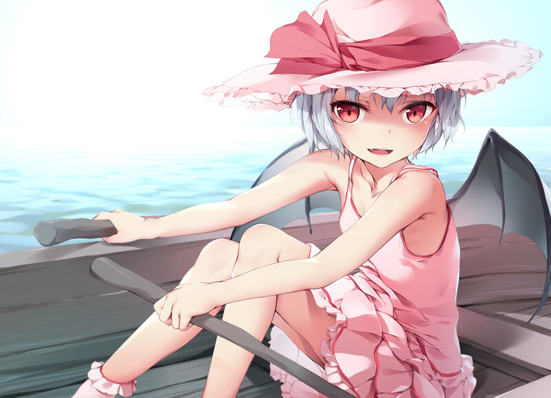 Anime Girl in Boat — Pink
