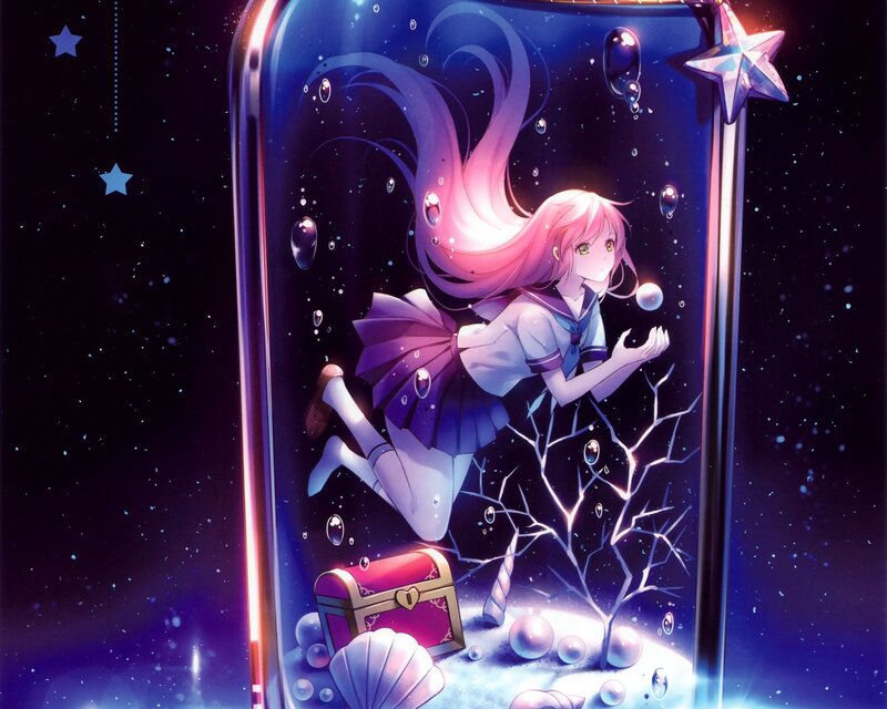 Anime Girl in Bottle — Purple