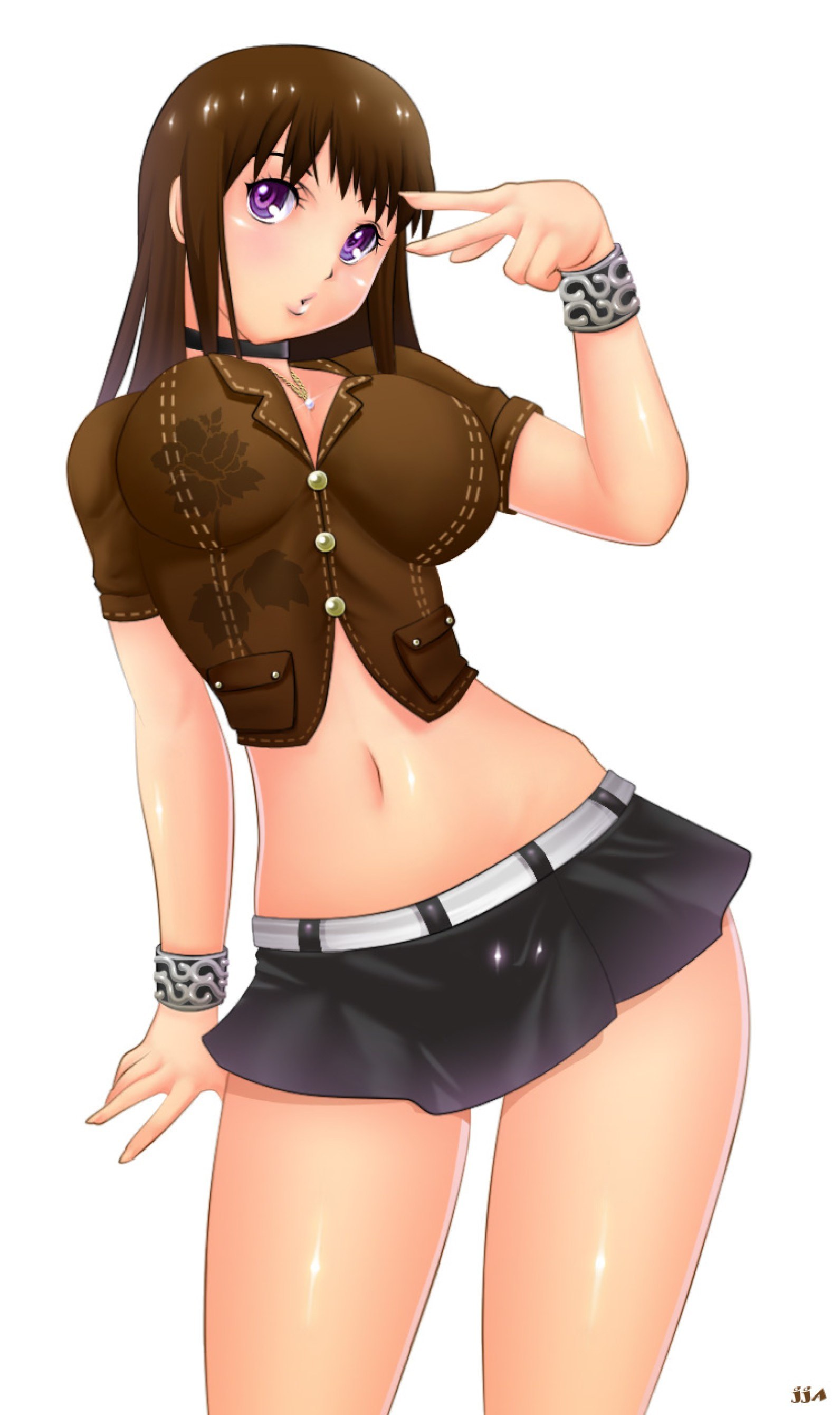 anime girl in brown jacket