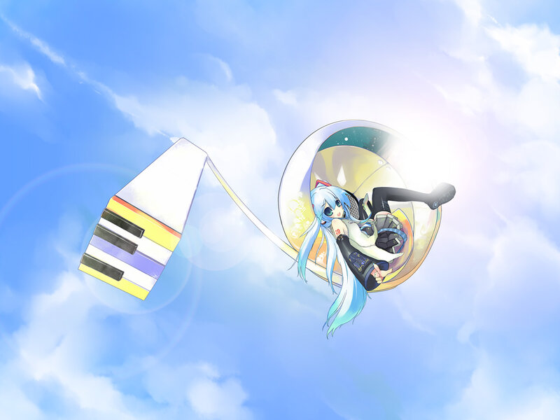 Anime Girl in Bubble — Blue, Serene