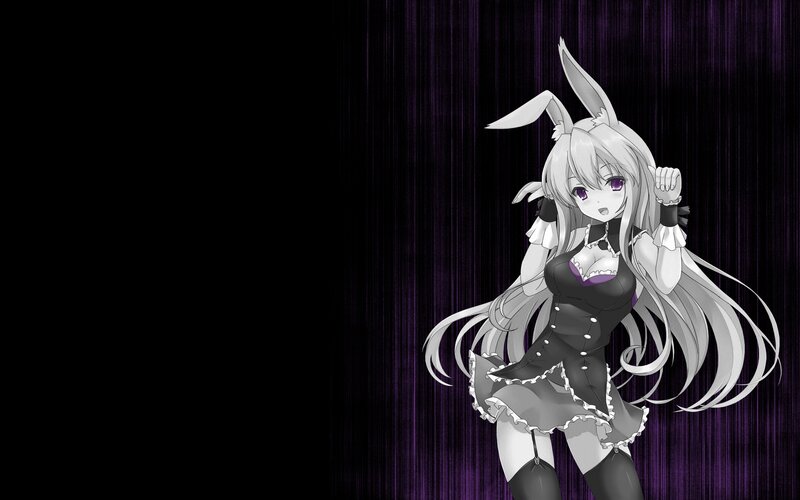 Anime Girl in Bunny Costume — Black, Dramatic