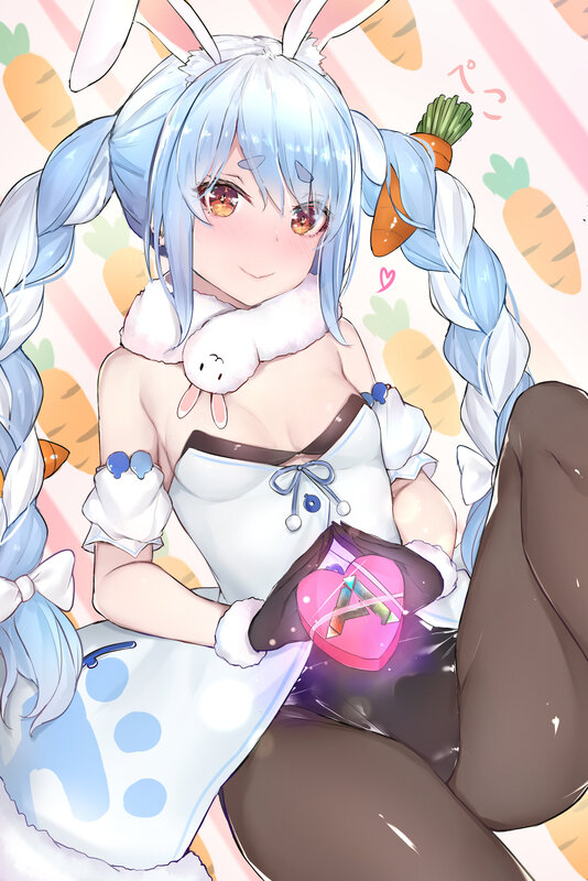 Anime Girl in Bunny Costume — Blue, Playful, Digital Art