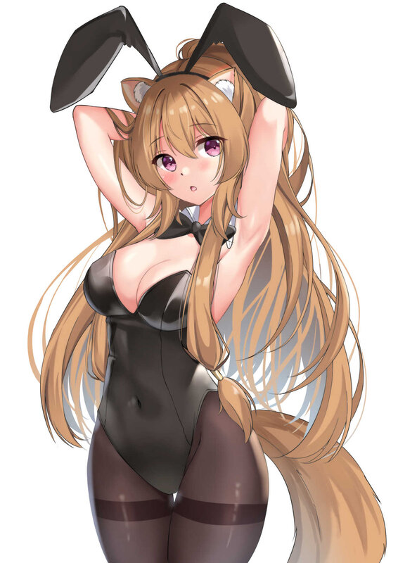 Anime Girl in Bunny Costume — Brown, Playful, Digital Art
