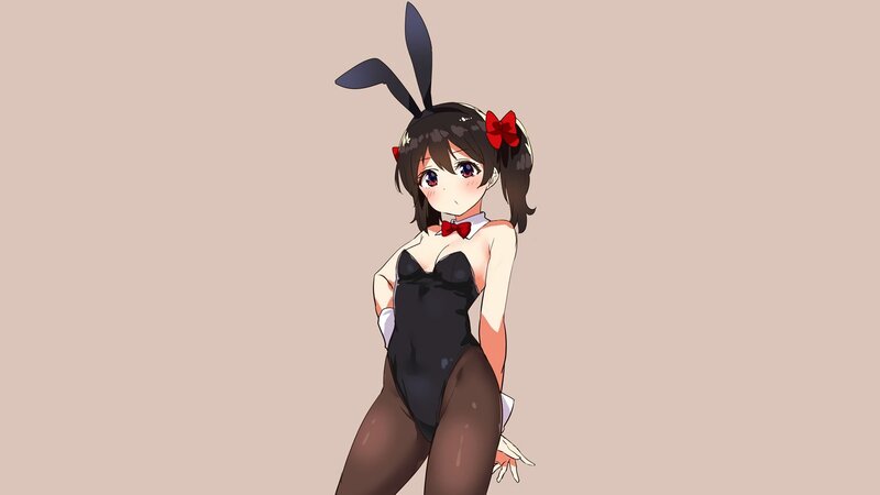 Anime Girl in Bunny Costume — Brown, Playful