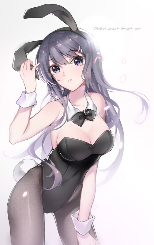 Anime Girl in Bunny Costume — Gray, Playful