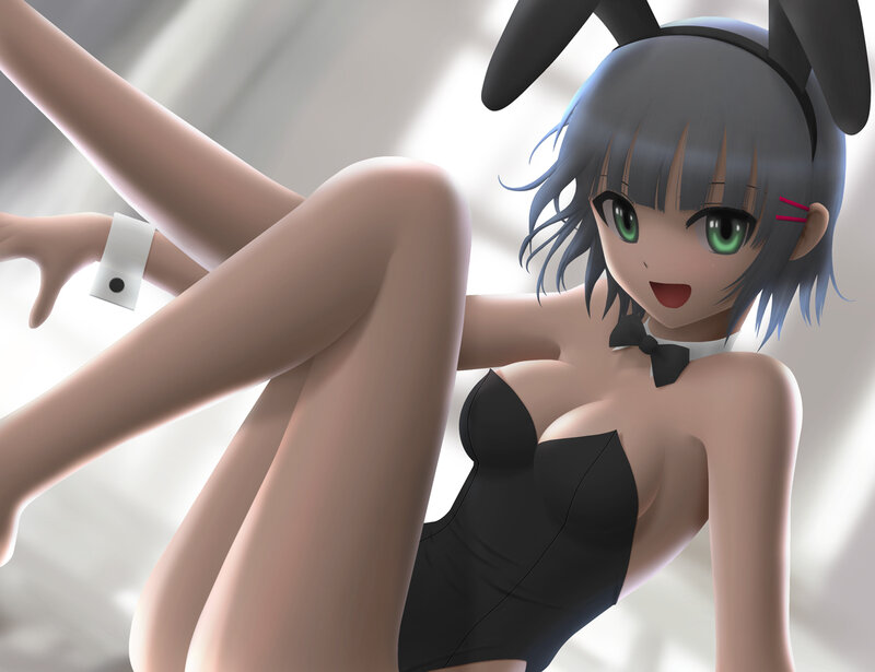 Anime Girl in Bunny Costume — Gray