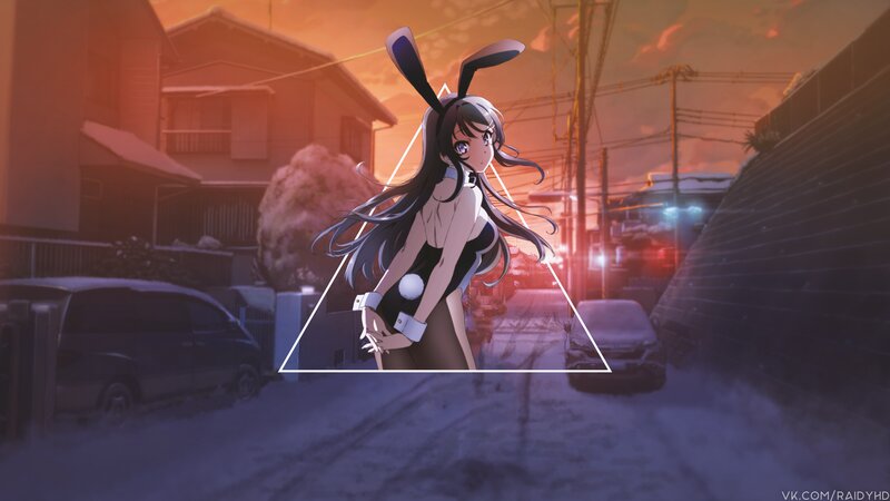 Anime Girl in Bunny Costume — Orange, Dramatic