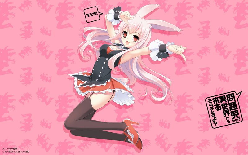 Anime Girl in Bunny Costume — Pink, Playful, Bunny Ears, Dress