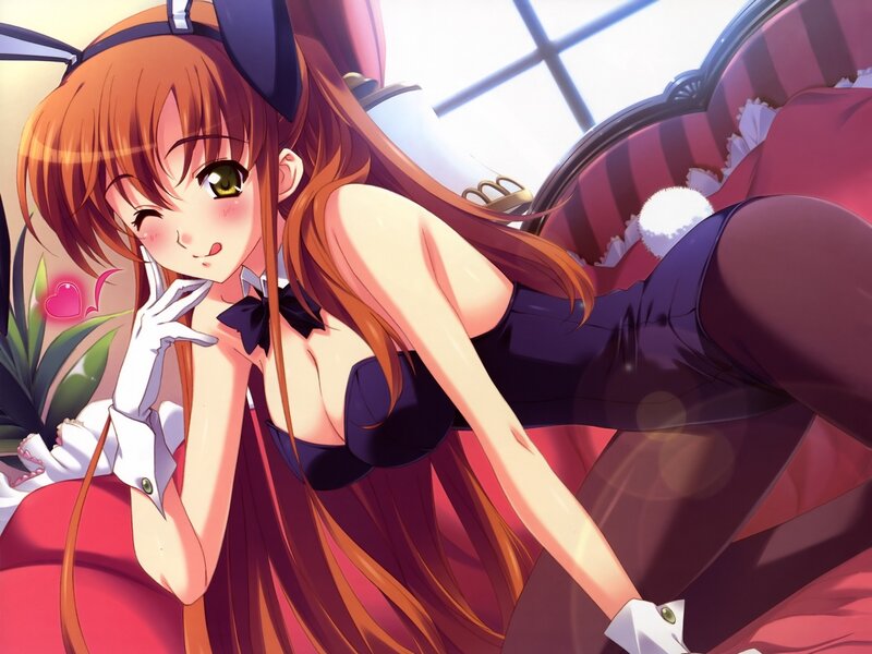 Anime Girl in Bunny Costume — Red, Playful, Afternoon